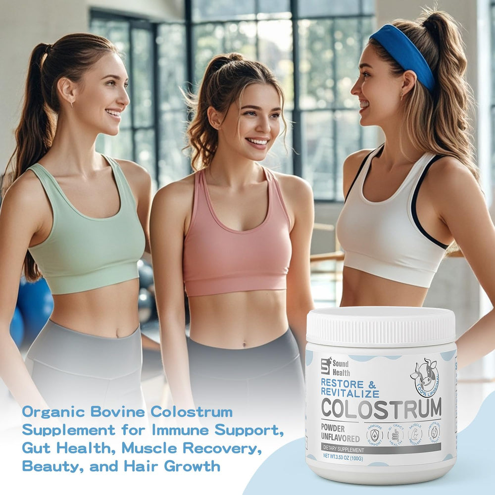 Sound Health Colostrum Supplement jar ready for daily use.