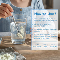 SoundHealth Colostrum ingredients panel shows hormone-free, antibiotic-free processing