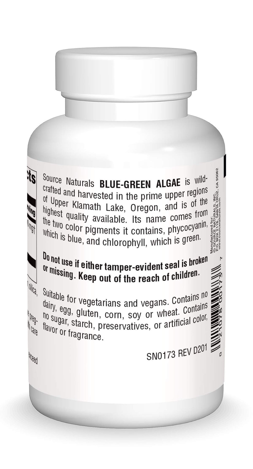 Close-up of Source Naturals Blue Green Algae tablets supporting daily wellness.