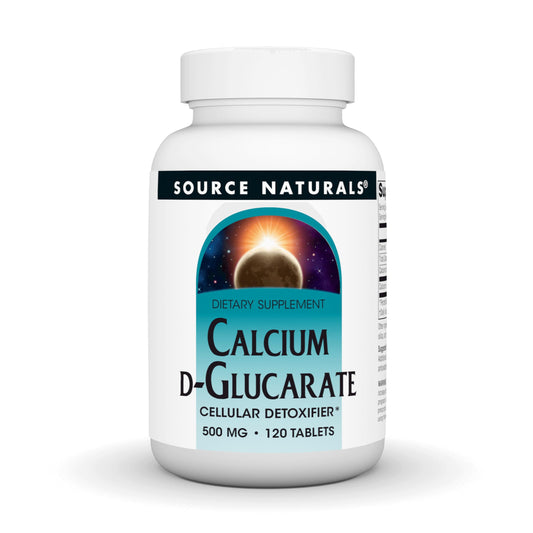 Source Naturals Calcium D-Glucarate tablets in bottle for daily supplement routine.