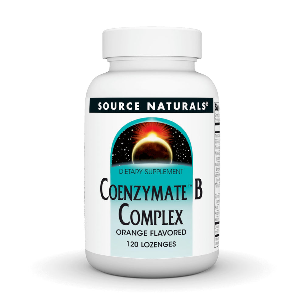 Source Naturals Coenzymate B Complex orange lozenge melting on the tongue for easy daily use