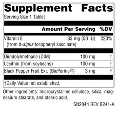 Source Naturals DIM 100mg ingredients panel highlights Bioperine and Vitamin E