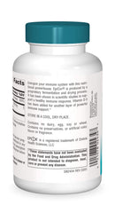 Source Naturals EpiCor Vitamin D-3 bottle label close-up highlights immune wellness ingredients.