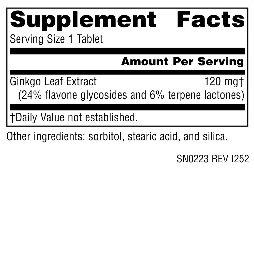 Source Naturals Ginkgo-24 tablets ready for daily cognitive routines