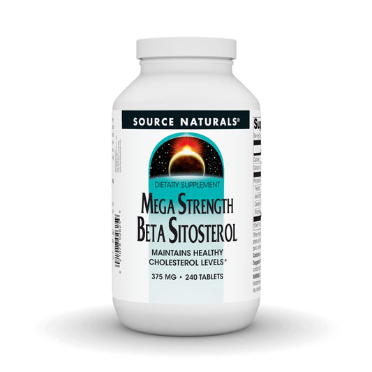 Source Naturals Mega Strength Beta Sitosterol bottle with tablets supports daily cholesterol balance