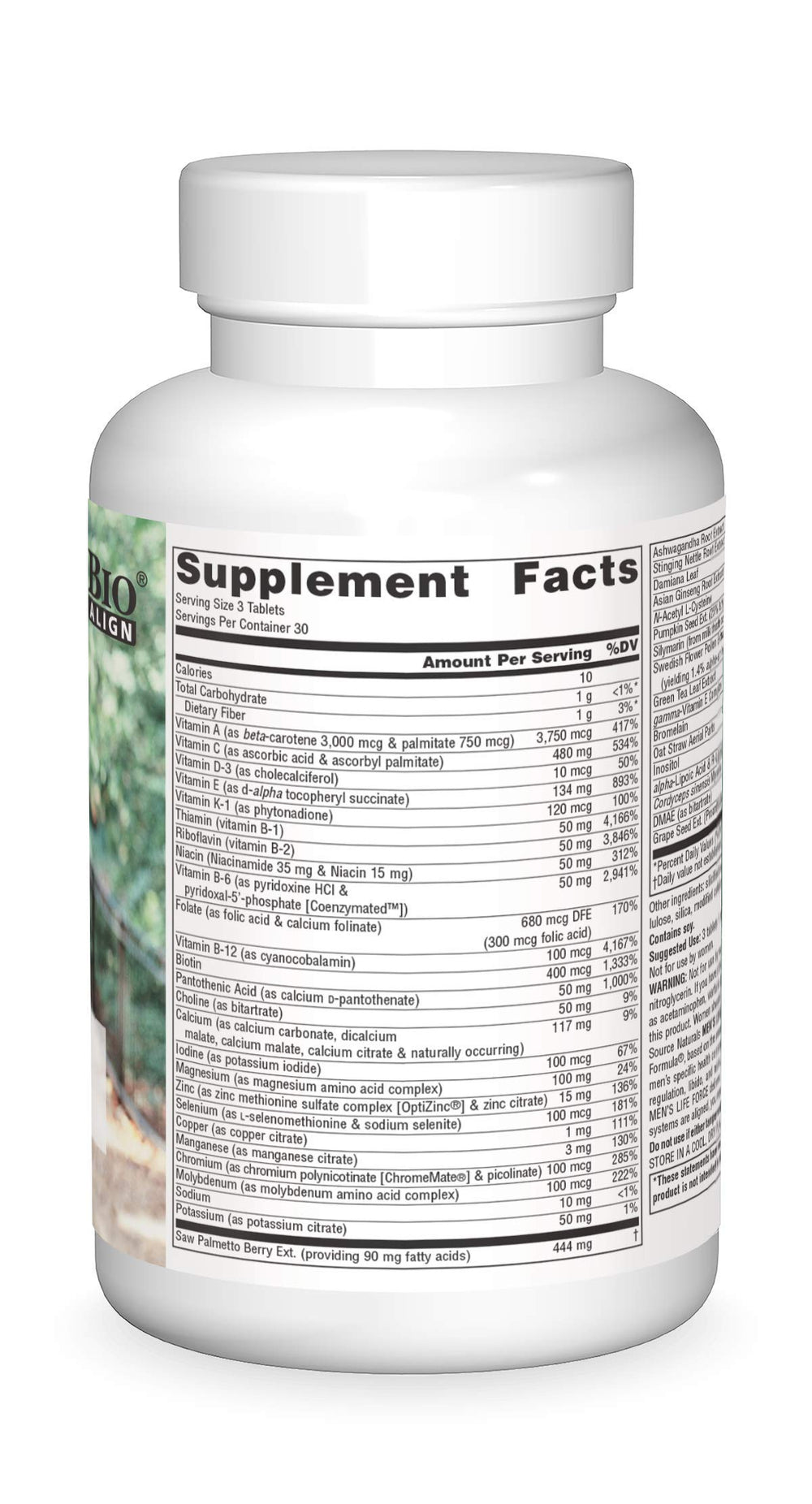 Source Naturals Men's Life Force capsules ready for daily use.