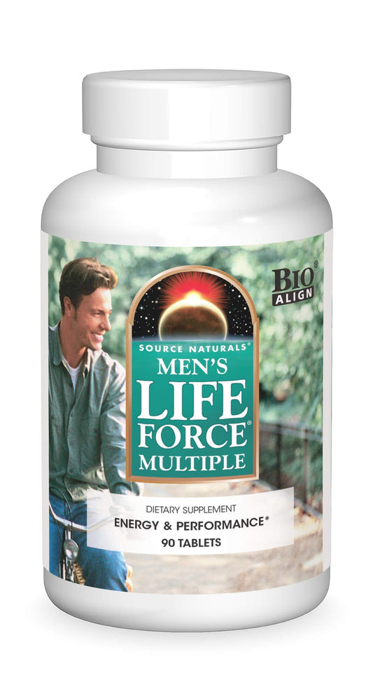 Source Naturals Men's Life Force bottle front showing daily vitality support.