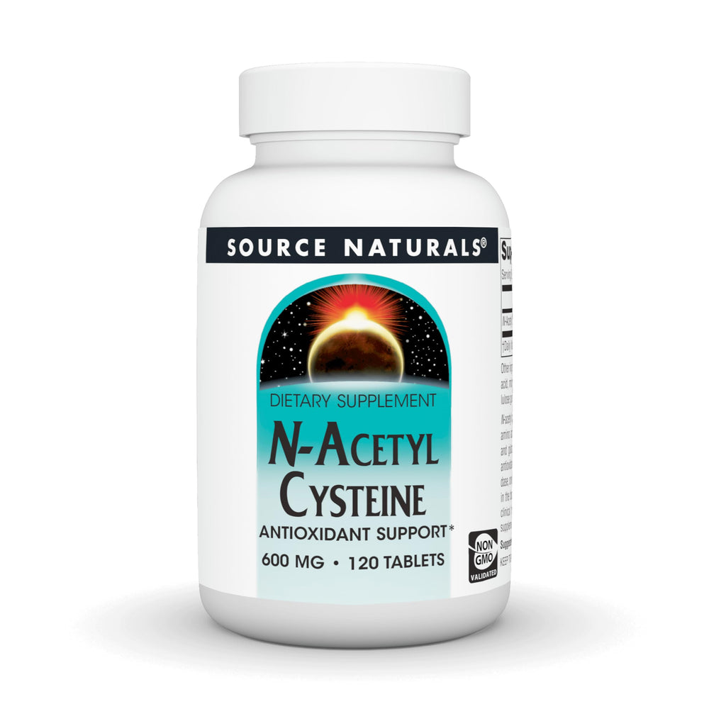 Source Naturals NAC bottle front shows label for antioxidant support.
