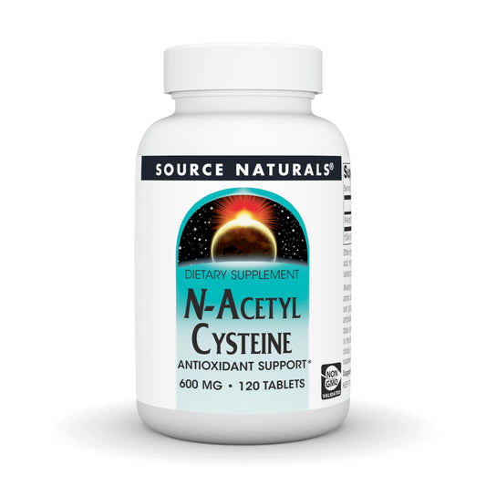 Source Naturals NAC bottle front shows label for antioxidant support.