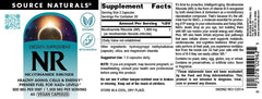 Supplement facts panel for Source Naturals NR nicotinamide riboside.