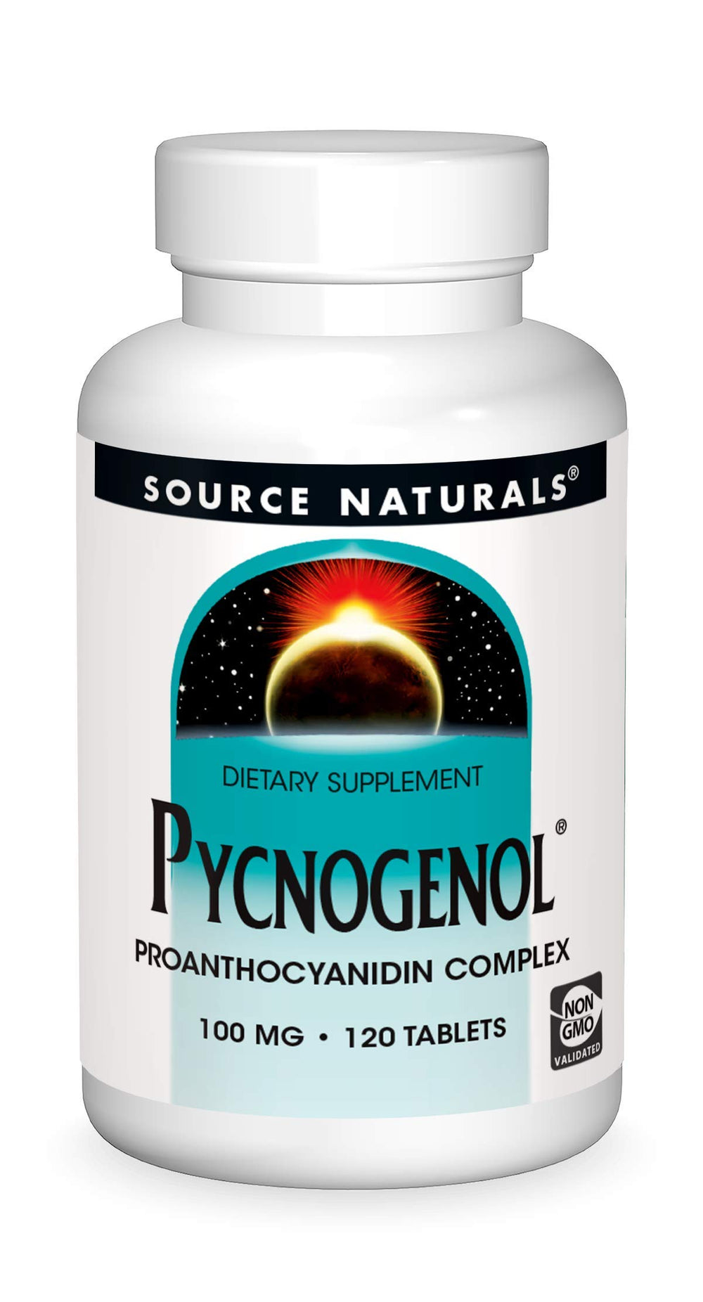 Source Naturals Pycnogenol bottle front view for daily antioxidant support
