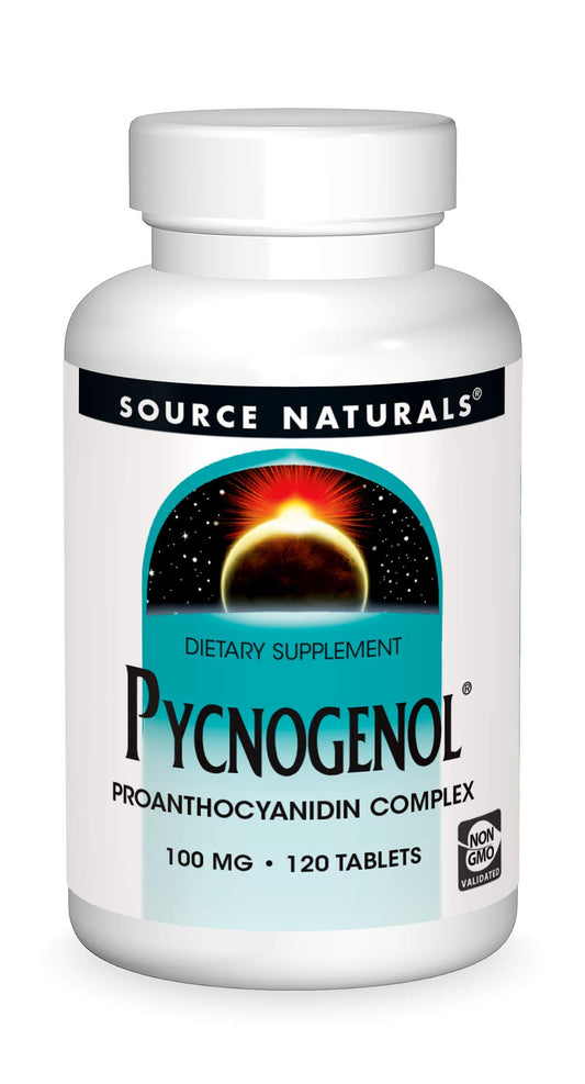 Source Naturals Pycnogenol bottle front view for daily antioxidant support