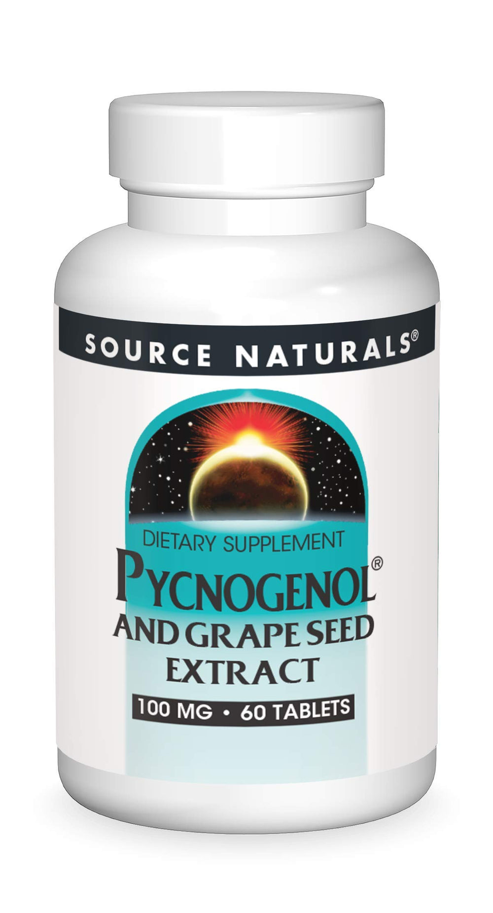 Source Naturals Pycnogenol and Grape Seed Tablets – front view for daily antioxidant support.