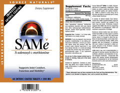Side view of Source Naturals SAMe bottle for compact storage.