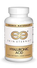 Source Naturals Skin Eternal Hyaluronic Acid bottle with capsules for skin hydration support.