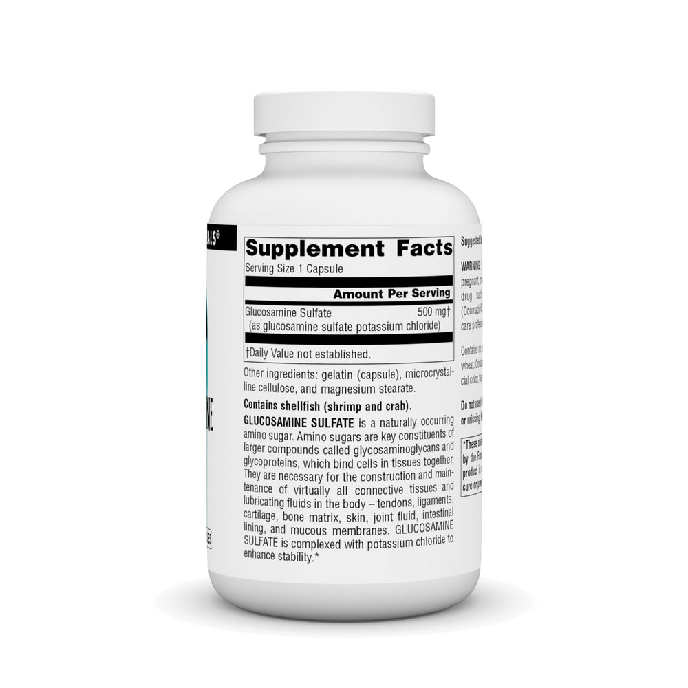 Source Naturals Sodium-Free Glucosamine Sulfate bottle cap for easy daily dosing.