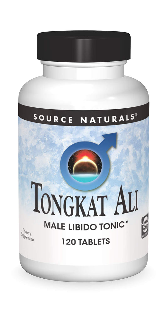 Source Naturals Tongkat Ali tablets front view offering energy and balance potential