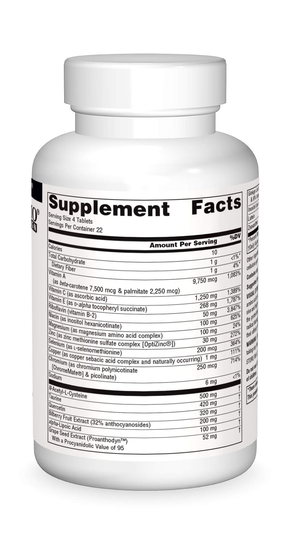 Visual Eyes bilberry extract on label highlights antioxidant-rich ingredients.