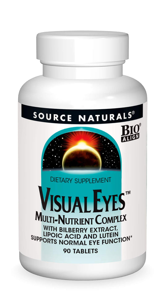 Source Naturals Visual Eyes bottle front shows a comprehensive eye support formula.