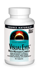 Source Naturals Visual Eyes bottle front shows a comprehensive eye support formula.