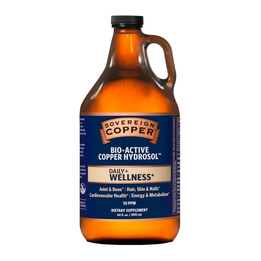 Sovereign Copper Bio-Active copper hydrosol bottle front view supports daily wellness