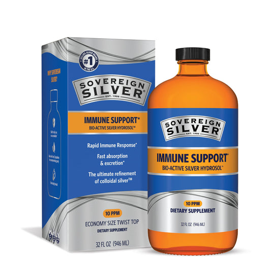 Sovereign Silver immune-support bottle pour for simple daily dosing