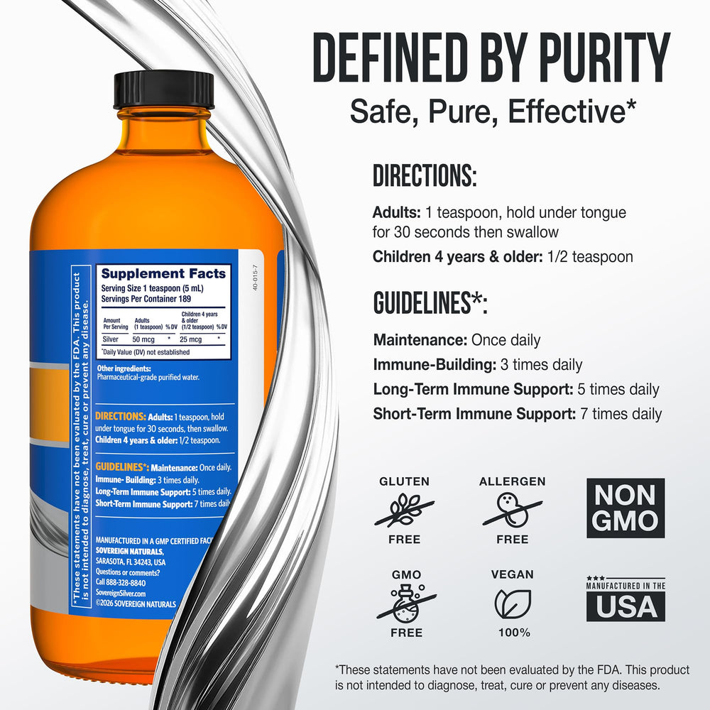 Pharmaceutical-grade water base from Sovereign Silver ensures high purity