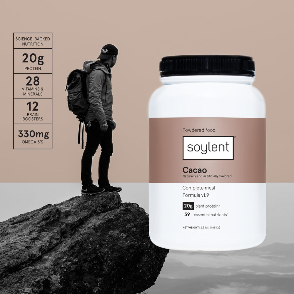Soylent nutrition facts panel displays 39 nutrients for balanced daily intake