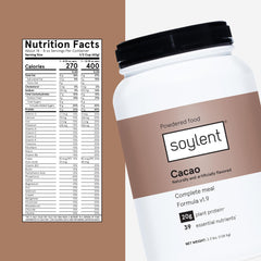Soylent pour into glass showing a smooth, convenient shake for busy days