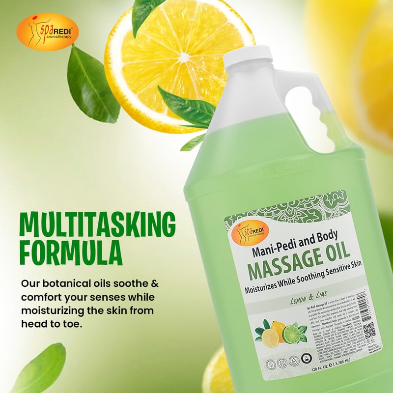 SPA REDI Lemon Lime Massage Oil citrus scent refreshes the senses.