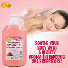 SPA REDI Massage Oil back-application ensures even coverage for shoulders and back.