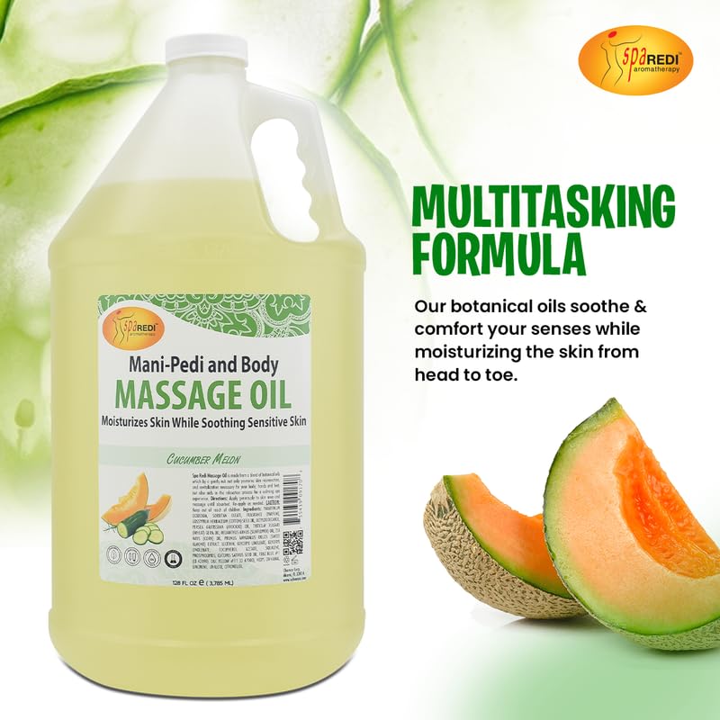 SPA REDI cucumber-melon massage oil ingredients blend highlights natural oils