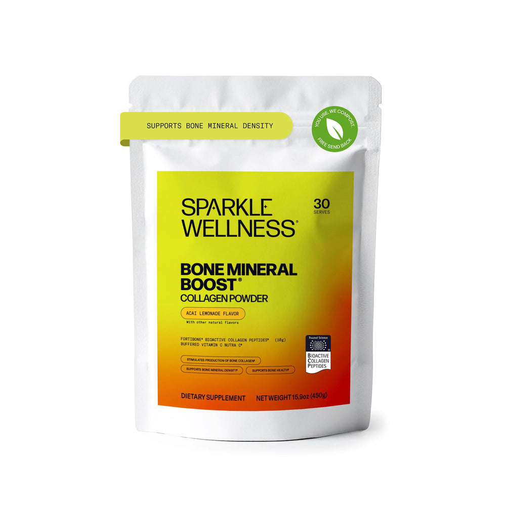 Sparkle Wellness Fortibone bioactive collagen peptides in a canister for daily nutrition