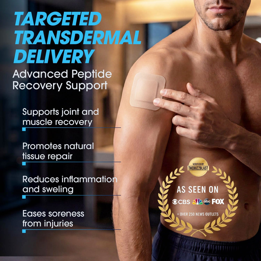 SpartaLife Peptide Recovery Patch applied to skin demonstrating discreet wear