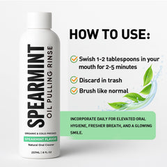 SUBMETIC Spearmint Oil Pulling Rinse ingredients show organic coconut oil.
