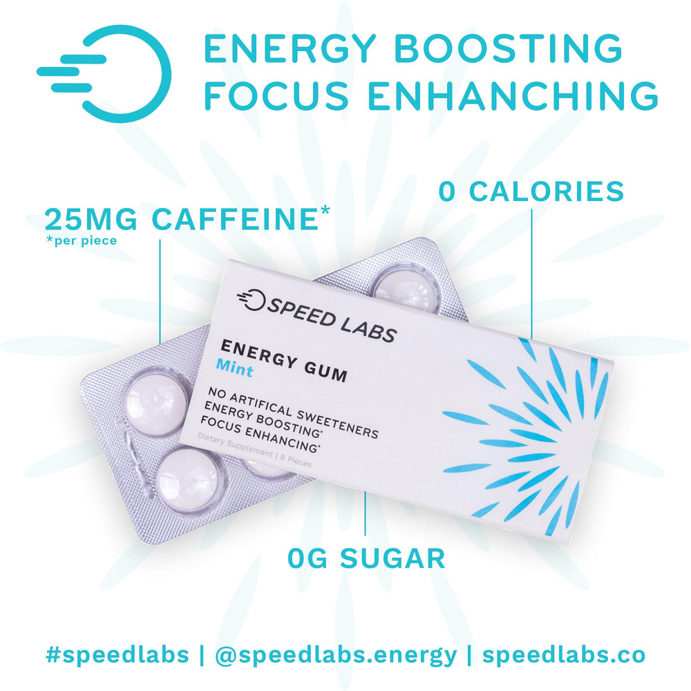 Speed Labs mint flavor gum piece with refreshing taste and clean energy.