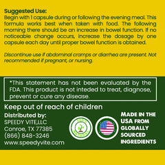 SpeedyVite Happy Colon bottle label with clear usage directions.
