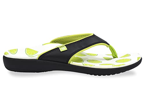 Plus five heel lift on Spenco Yumi Fruitopia Limes adds comfortable height