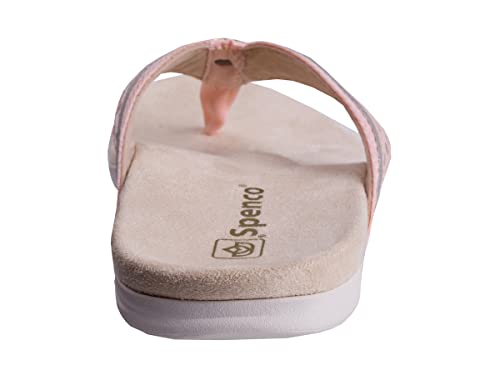 Spenco Starboard pale blush back view highlights deep heel cup stability.