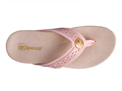 Spenco Starboard pale blush leather upper for polished summer style.