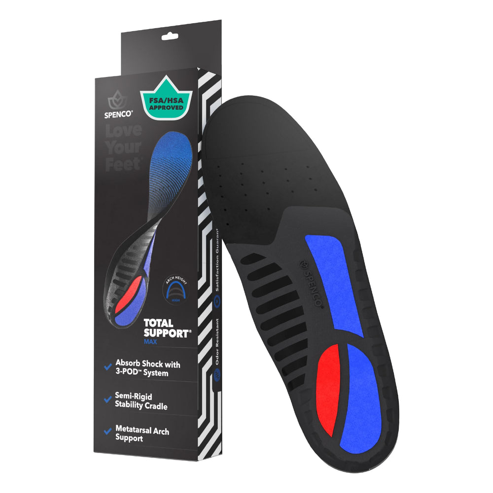 Spenco Total Support Max insoles with arch support for stability during activity.