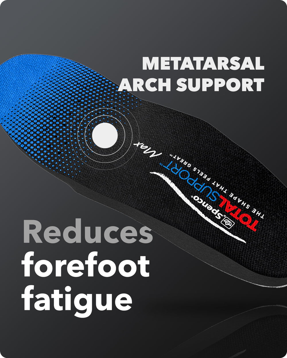 Spenco Total Support Max insoles conform to foot contours for a personalized fit.