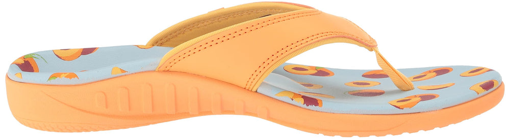 Spenco Yumi Fruitopia Peaches 11W soft toe post for comfortable wear between toes.