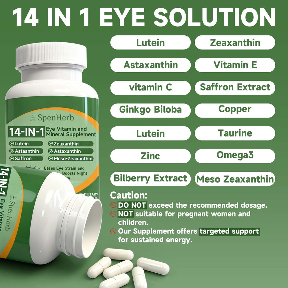 SpenHerb Eye Vitamin capsules close-up highlights convenient daily dose.