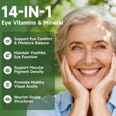 SpenHerb Eye Vitamin label close-up shows the 14-in-1 formulation.
