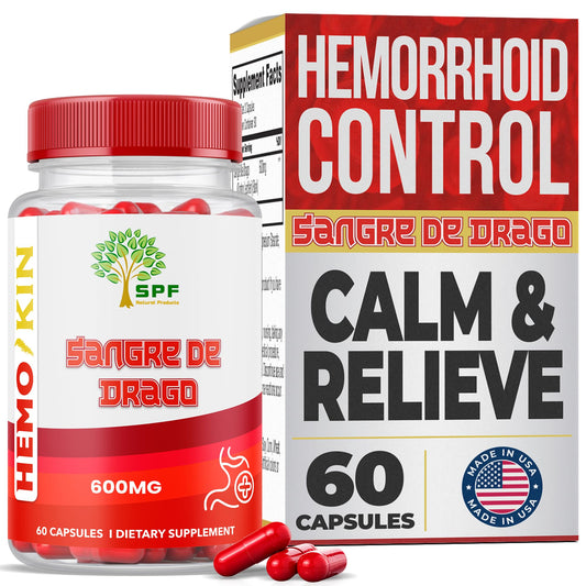 SPF Natural Products HemoKin bottle front shows potential hemorrhoid comfort support
