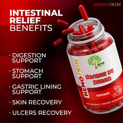 SPF Natural Products HemoKin use guide card highlights benefits