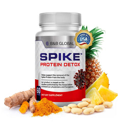 Spike Protein Detox bottle-front showing 60 capsules for a 30-day supply.