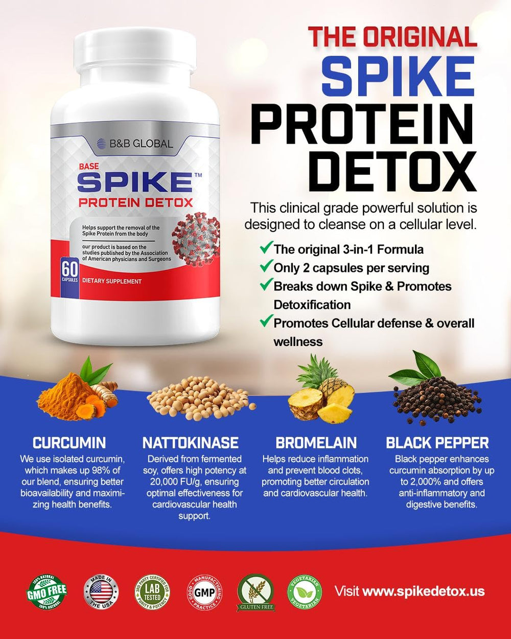 Spike Protein Detox bromelain capsule detail emphasizing digestion-friendly support.