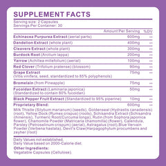 Spliferkou lymphatic capsules closeup showing easy, two-per-day intake.